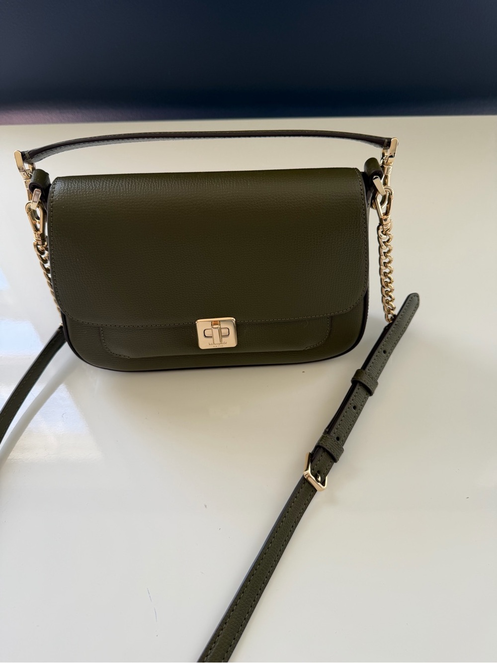 Kate Spade Olive Green Leather Crossbody Shoulder Bag